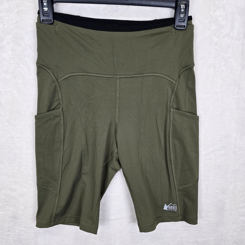 REI Co-op Swiftland 9 Inch Running Shorts Olive Green Womens Medium 202388